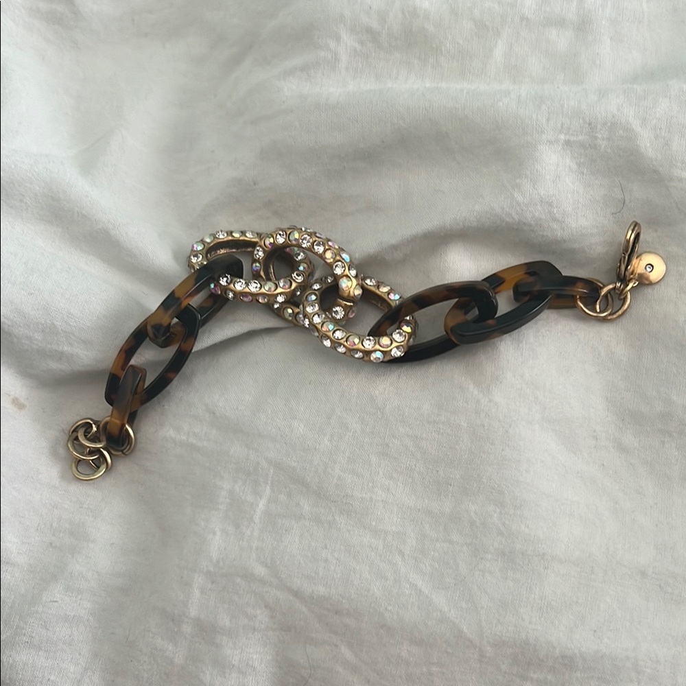 Tortoise Shell and Gold Rhinestone Bracelet